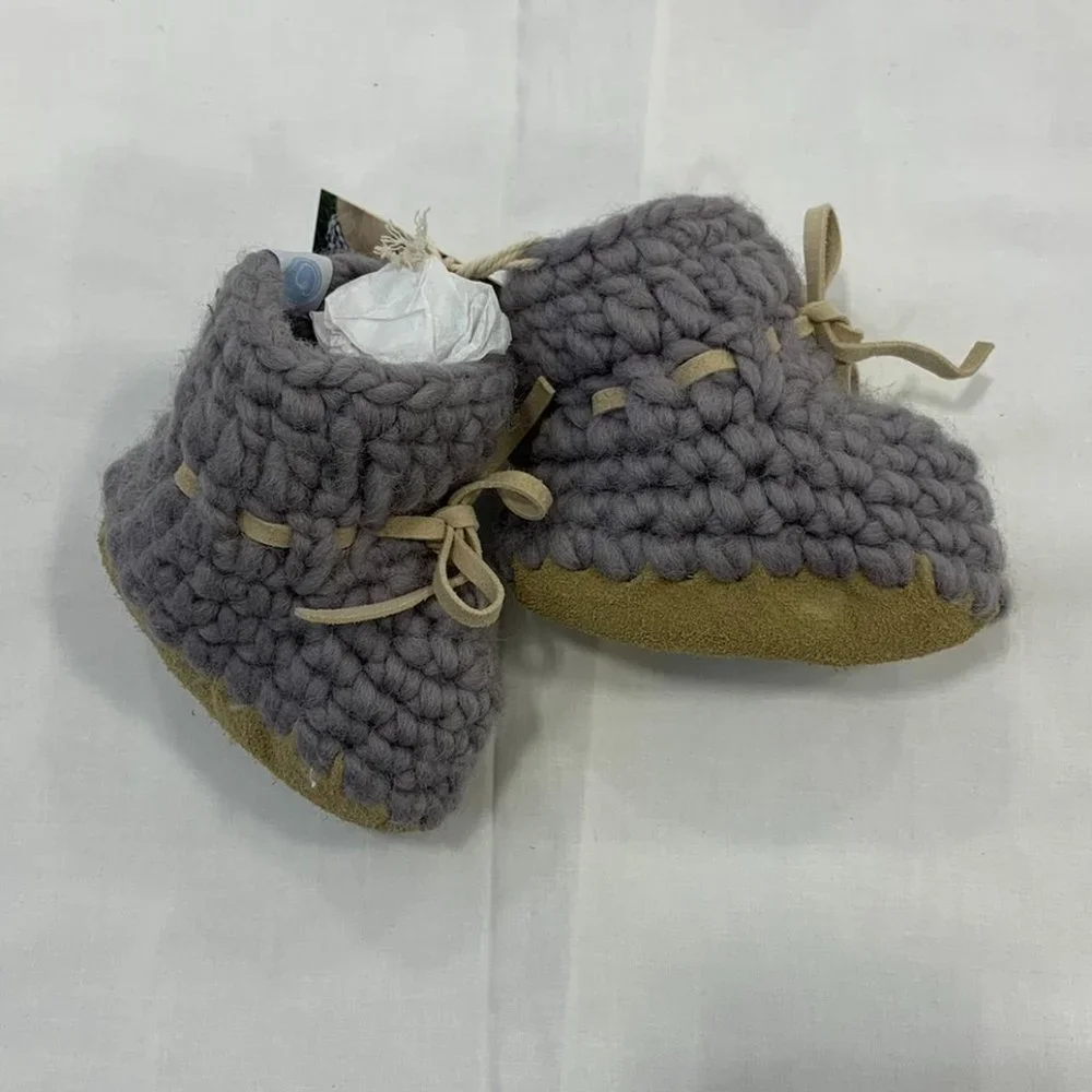 NWT Sweater Moccs Baby Booties, Gray, 0-6 mo